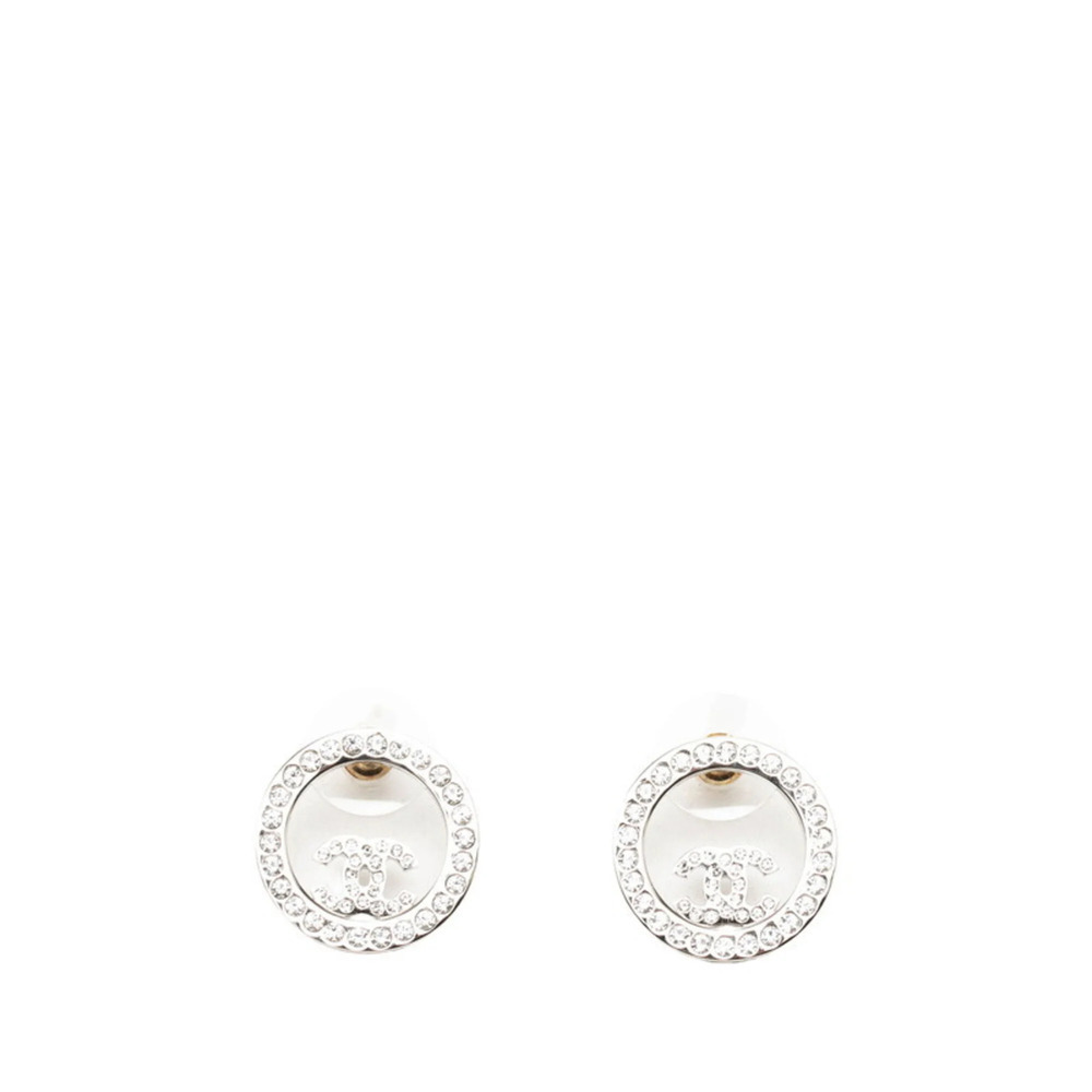 CHANEL Silver Logo Earrings
